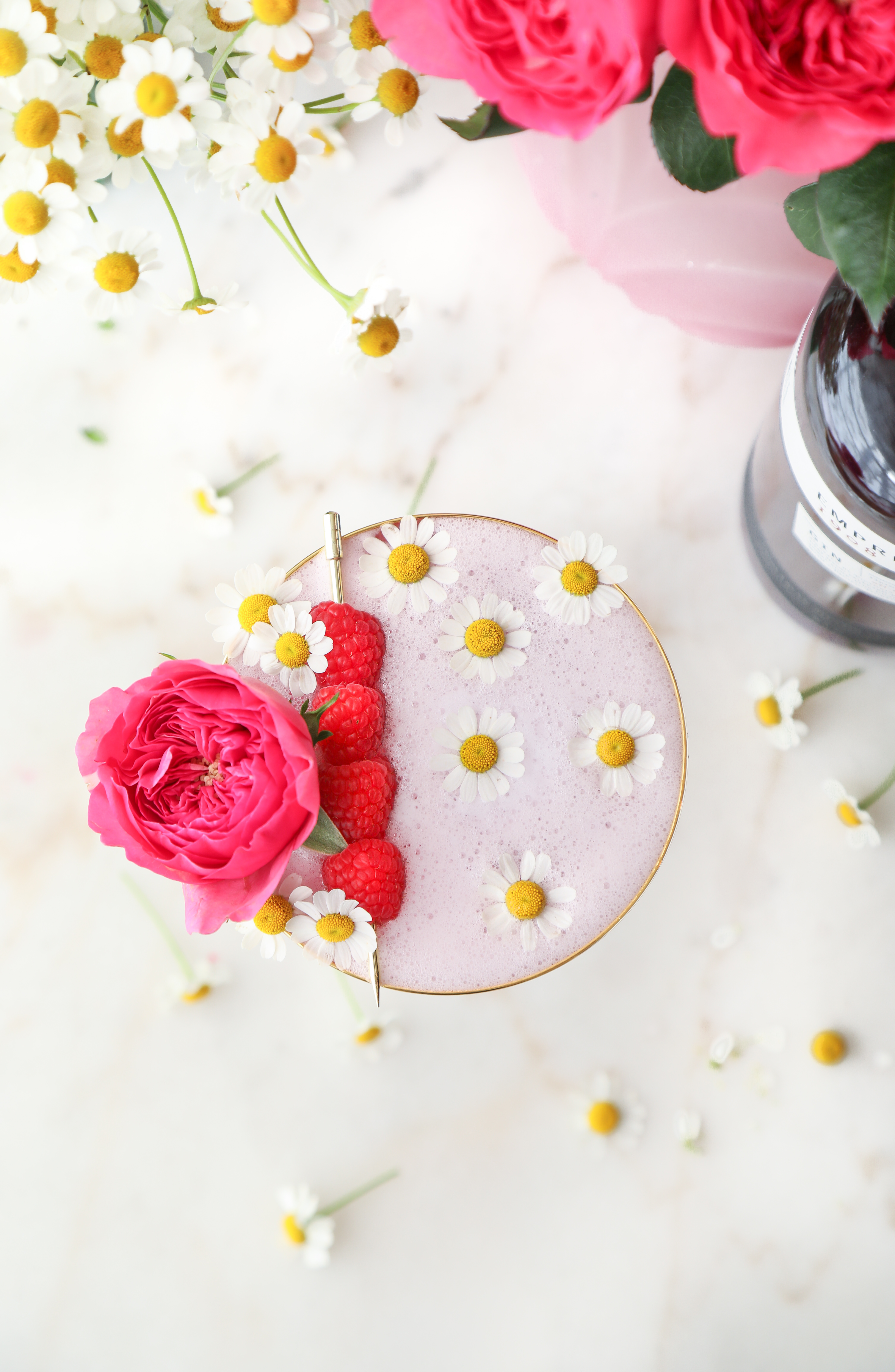 Garden Party cocktail with roses and chamomile